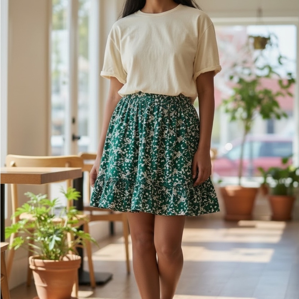 Luna Moon size medium NWT Floral Green Skirt
